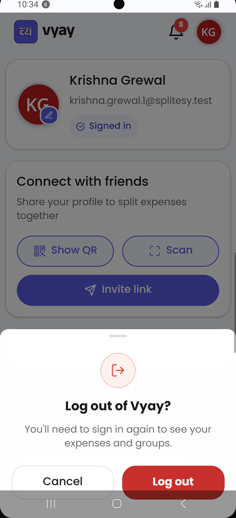 Logout confirmation